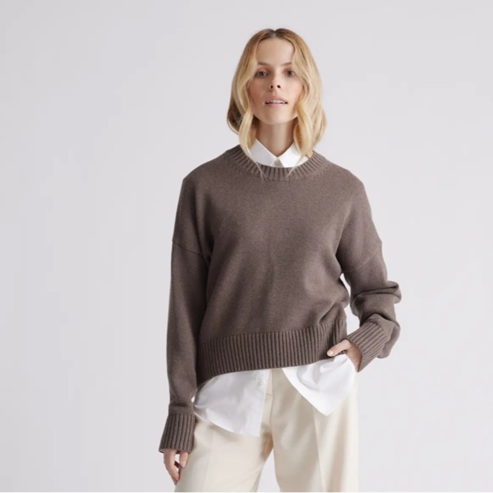 Quince 100% Organic Cotton Boyfriend Crew Sweater